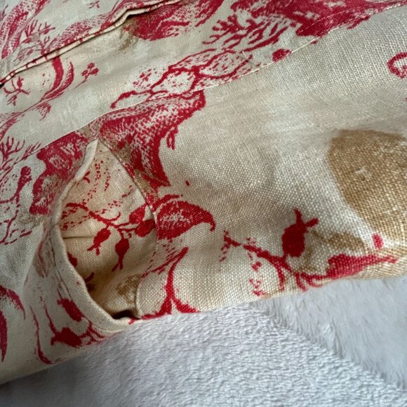 Sigrid Olsen Womens Floral 100% Linen Tunic Jacket Coat XS Red Beige Lightweight - Picture 6 of 10